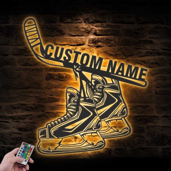 Custom-Ice-hockey-Skates-And-Stick-Metal-Wall-Art-LED-Light-4