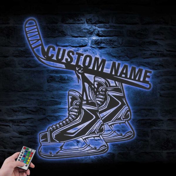 Custom-Ice-hockey-Skates-And-Stick-Metal-Wall-Art-LED-Light-5