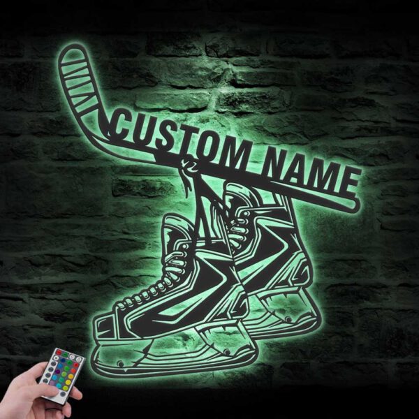 Custom-Ice-hockey-Skates-And-Stick-Metal-Wall-Art-LED-Light-6