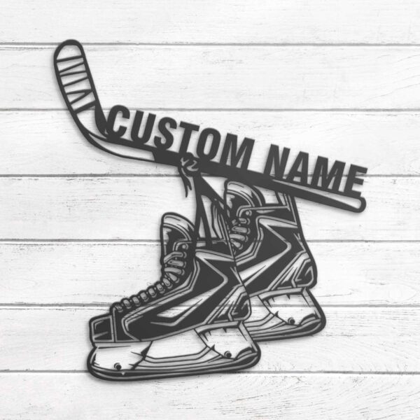 Custom-Ice-hockey-Skates-And-Stick-Metal-Wall-Art-LED-Light