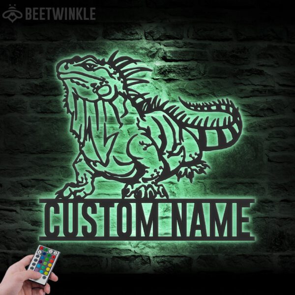 Custom-Iguana-Lizard-Metal-Wall-Art-LED-Light-1