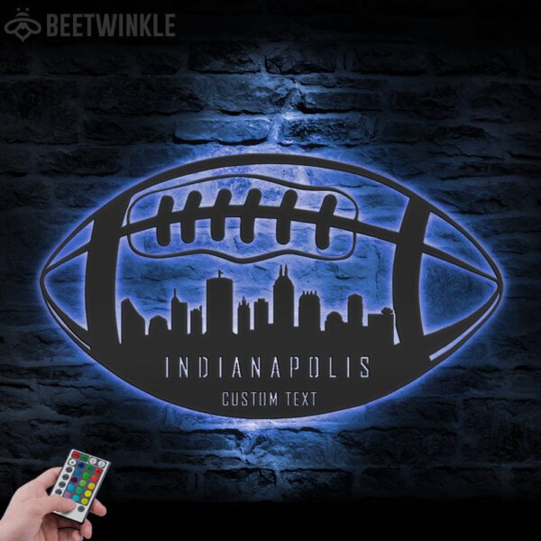 Custom-Indianapolis-Skyline-American-Football-Metal-Wall-Art-LED-Light-5