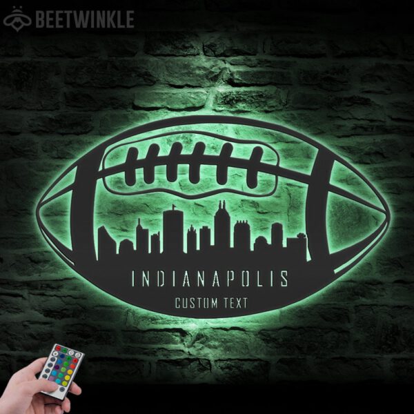 Custom-Indianapolis-Skyline-American-Football-Metal-Wall-Art-LED-Light