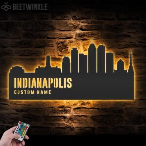 Custom-Indianapolis-Skyline-Metal-Wall-Art-LED-Light-3