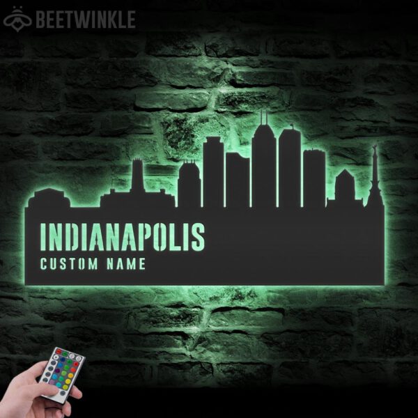 Custom-Indianapolis-Skyline-Metal-Wall-Art-LED-Light-4