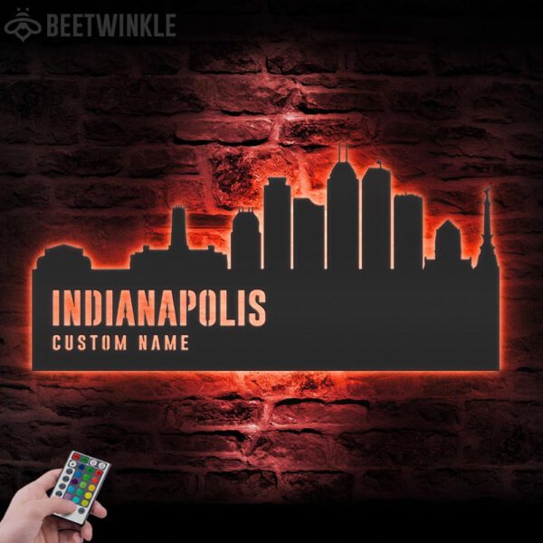 Custom-Indianapolis-Skyline-Metal-Wall-Art-LED-Light-7