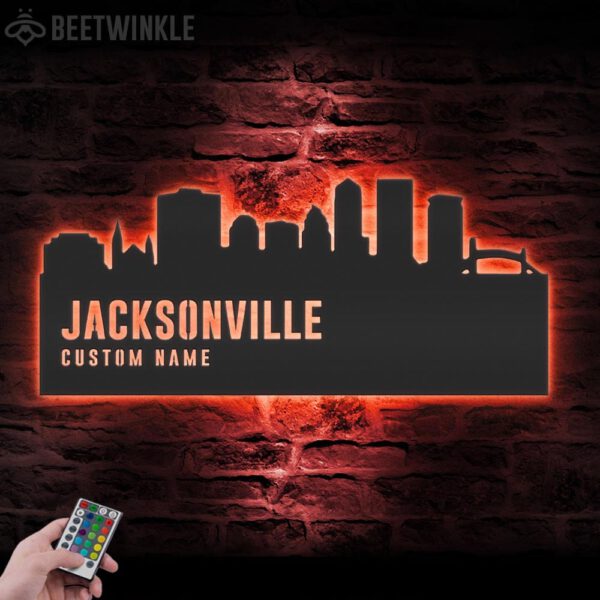 Custom-Jacksonville-Skyline-Metal-Wall-Art-LED-Light-7