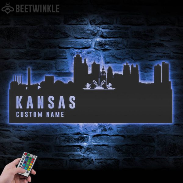 Custom-Kansas-City-Skyline-Metal-Wall-Art-LED-Light-3