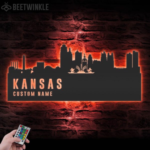 Custom-Kansas-City-Skyline-Metal-Wall-Art-LED-Light-4