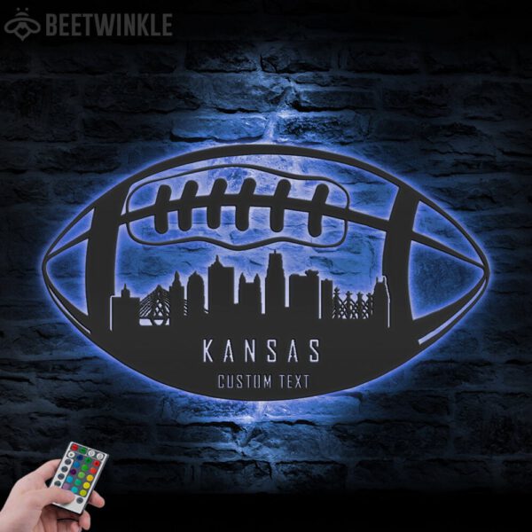 Custom-Kansas-Skyline-American-Football-Metal-Wall-Art-LED-Light-4