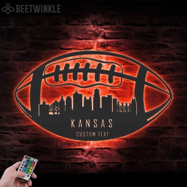 Custom-Kansas-Skyline-American-Football-Metal-Wall-Art-LED-Light-5