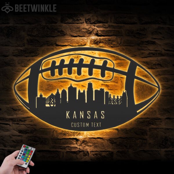 Custom-Kansas-Skyline-American-Football-Metal-Wall-Art-LED-Light-6