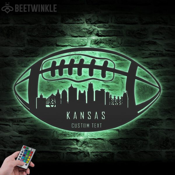 Custom-Kansas-Skyline-American-Football-Metal-Wall-Art-LED-Light-7