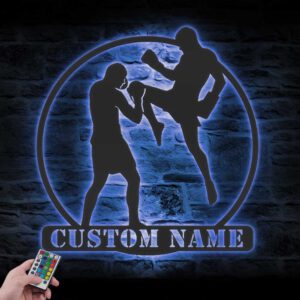 Custom-Kickboxing-Metal-Wall-Art-with-LED-Light-2-2