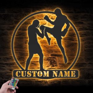 Custom-Kickboxing-Metal-Wall-Art-with-LED-Light-3-2