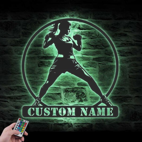 Custom-Kickboxing-Metal-Wall-Art-with-LED-Light-3