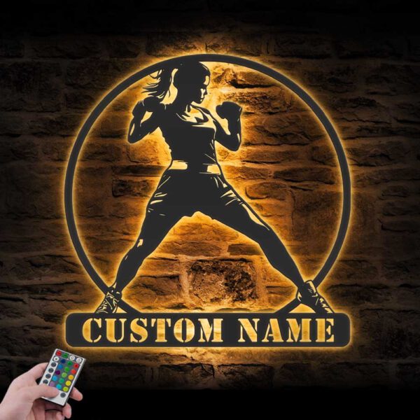 Custom-Kickboxing-Metal-Wall-Art-with-LED-Light-4