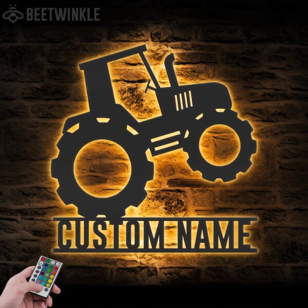 Custom-Kids-Tractor-Farm-Metal-Wall-Art-LED-Light-3