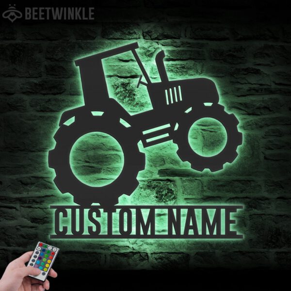 Custom-Kids-Tractor-Farm-Metal-Wall-Art-LED-Light-4