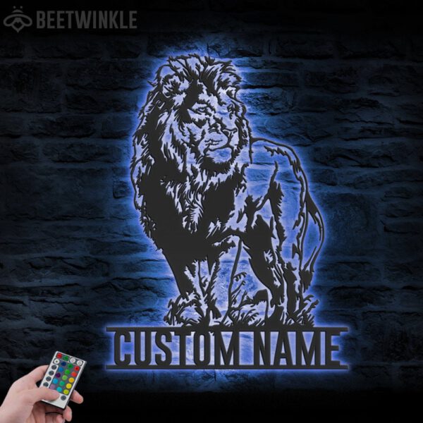 Custom-King-Lion-Metal-Wall-Art-LED-Light-4