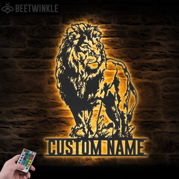 Custom-King-Lion-Metal-Wall-Art-LED-Light-6