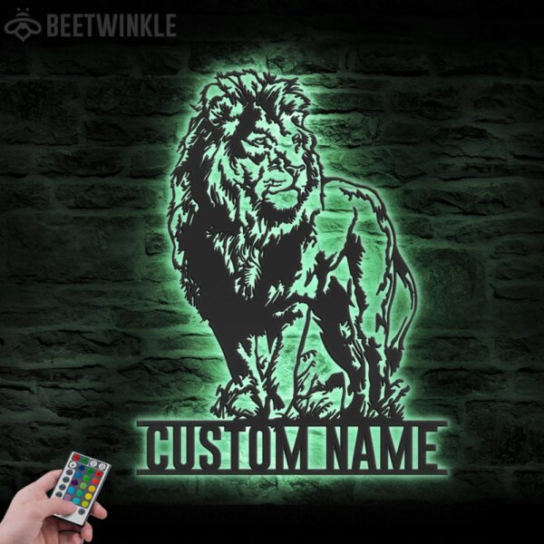 Custom-King-Lion-Metal-Wall-Art-LED-Light