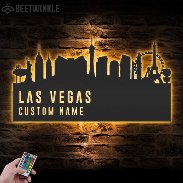 Custom-Las-Vegas-Skyline-Metal-Wall-Art-LED-Light-2