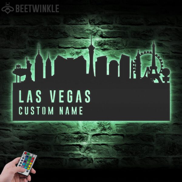 Custom-Las-Vegas-Skyline-Metal-Wall-Art-LED-Light-5