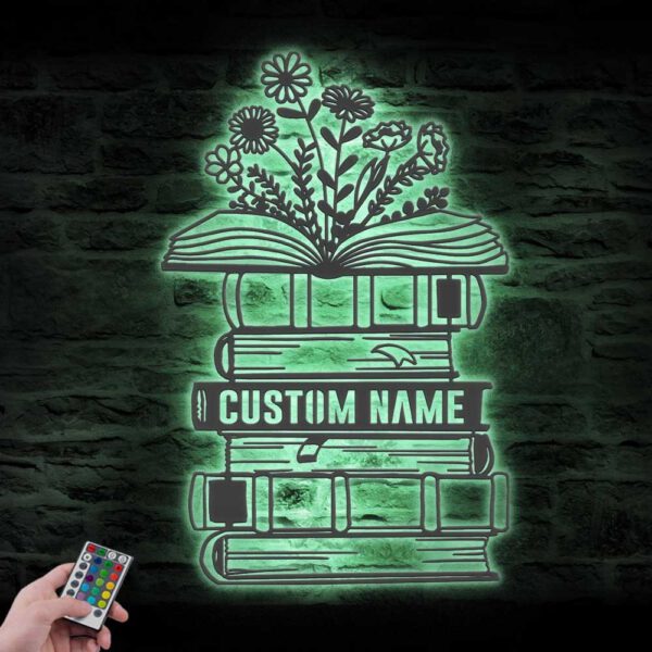 Custom-Librarian-Book-Reading-Metal-Wall-Art-LED-Light-3