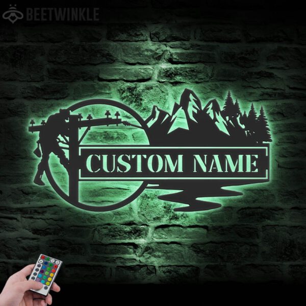 Custom-Lineman-Mountain-Forest-Scene-Metal-Wall-Art-LED-Light_1