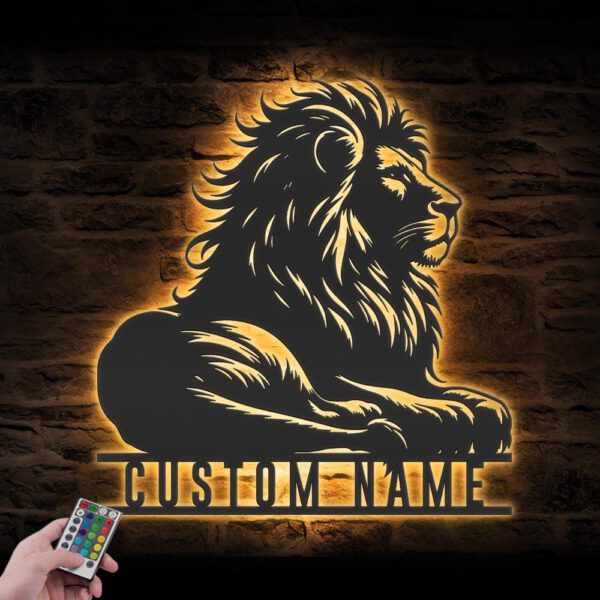 Custom-Lion-Metal-Wall-Art-LED-Light-7