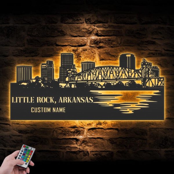 Custom-Little-Rock-Skyline-Metal-Wall-Art-LED-Light-4