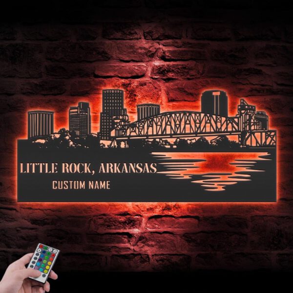 Custom-Little-Rock-Skyline-Metal-Wall-Art-LED-Light-5