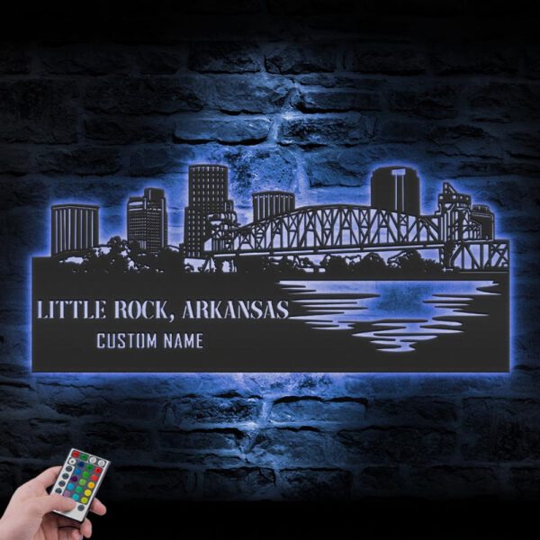 Custom-Little-Rock-Skyline-Metal-Wall-Art-LED-Light-7