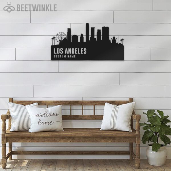 Custom-Los-Angeles-Skyline-Metal-Wall-Art-LED-Light-2