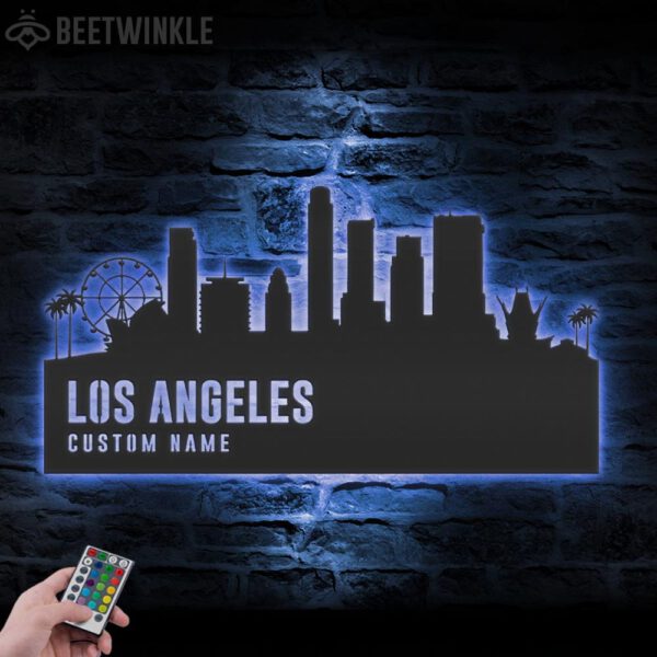 Custom-Los-Angeles-Skyline-Metal-Wall-Art-LED-Light-7