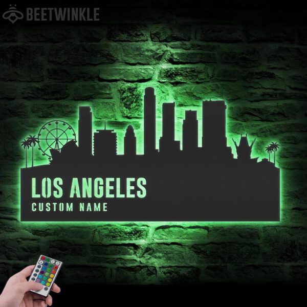 Custom-Los-Angeles-Skyline-Metal-Wall-Art-LED-Light-8