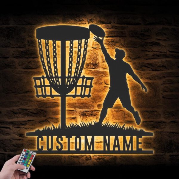 Custom-Male-Disc-Golf-Player-Metal-Wall-Art-LED-Light-4