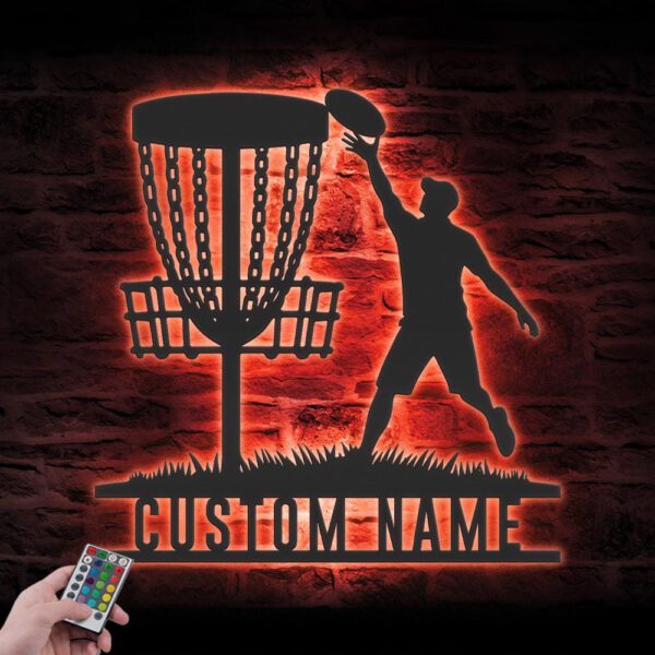 Custom-Male-Disc-Golf-Player-Metal-Wall-Art-LED-Light-7