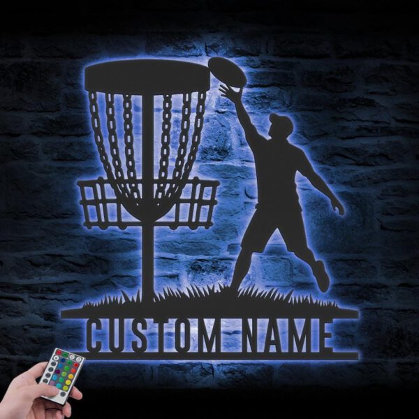 Custom-Male-Disc-Golf-Player-Metal-Wall-Art-LED-Light-8