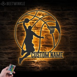 Custom-Man-Basketball-Metal-Wall-Art-LED-Light-2