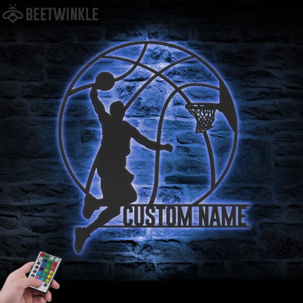 Custom-Man-Basketball-Metal-Wall-Art-LED-Light