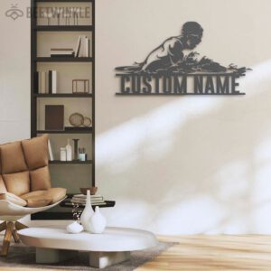 Custom-Man-BreastStroke-Swimming-Metal-Wall-Art-LED-Light-3