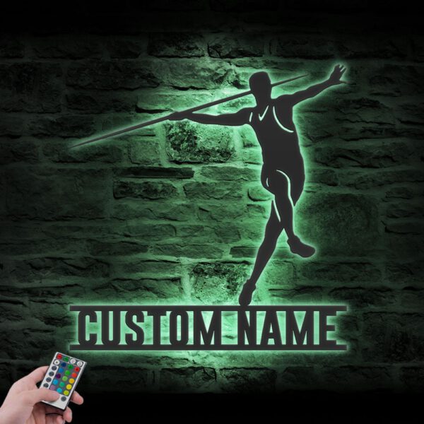 Custom-Man-Javelin-thrower-Metal-Wall-Art-LED-Light