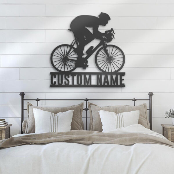 Custom-Man-Road-Bike-Racing-Metal-Wall-Art-LED-Light-6