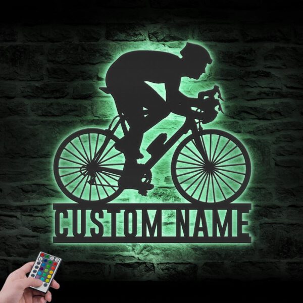 Custom-Man-Road-Bike-Racing-Metal-Wall-Art-LED-Light