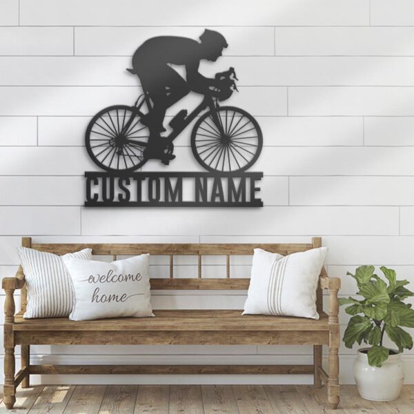 Custom-Man-Road-Bike-Racing-Metal-Wall-Art-LED-Light-8