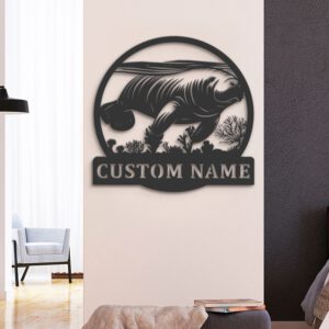 Custom-Manatee-Metal-Wall-Art-LED-Light-2