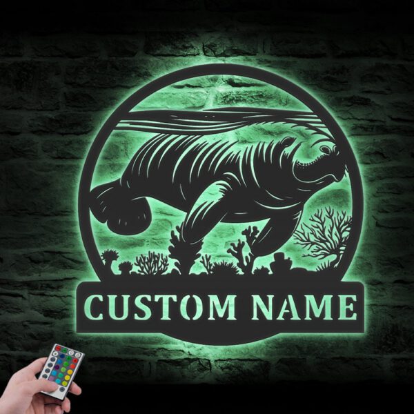 Custom-Manatee-Metal-Wall-Art-LED-Light-3