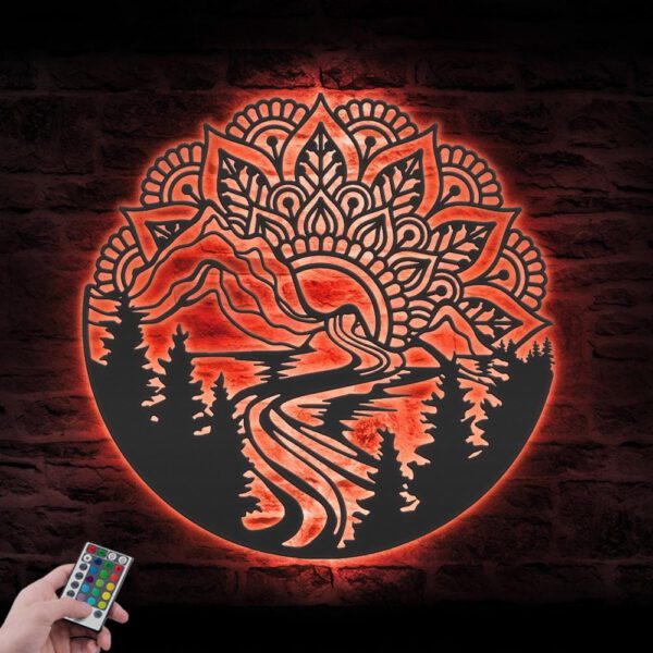 Custom-Mandala-Mountain-Yoga-Nature-Metal-Wall-Art-with-LED-Light-6